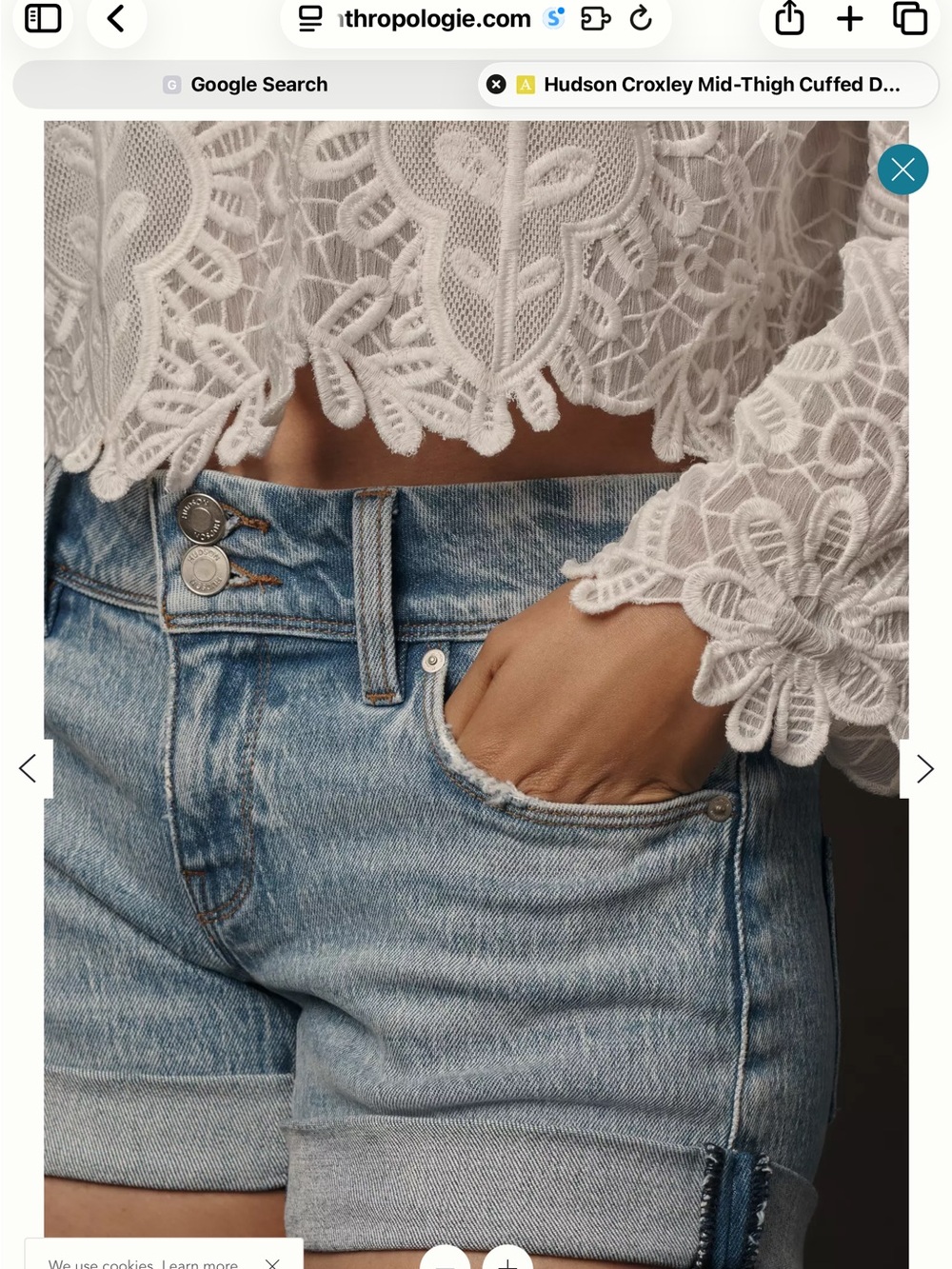 Hudson Jeans Light Blue Cuffed Denim Shorts with Flap Pockets